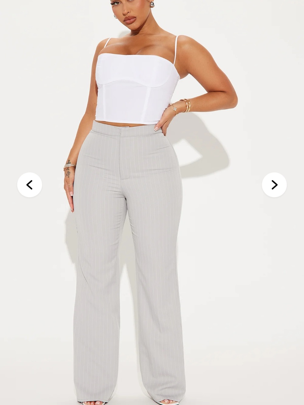 Fashion nova Sweet Salutations Pinstripe Trouser - Grey